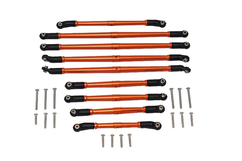 Axial 1/10 SCX10 III JT Gladiator (AXI03006) Aluminum Adjustable Tie Rods - 9Pc Set Orange