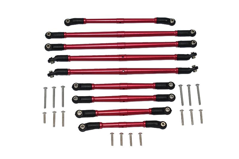 Axial 1/10 SCX10 III JT Gladiator (AXI03006) Aluminum Adjustable Tie Rods - 9Pc Set Red