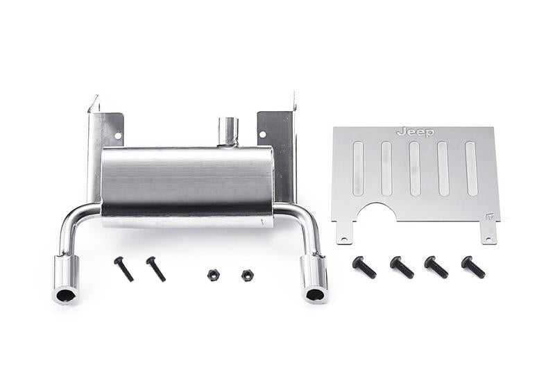 R/C Scale Accessories : Metallic Fuel Tank + Exhaust Pipe For SCX10 III Jeep JL Wrangler AXI03007 - 1 Set 