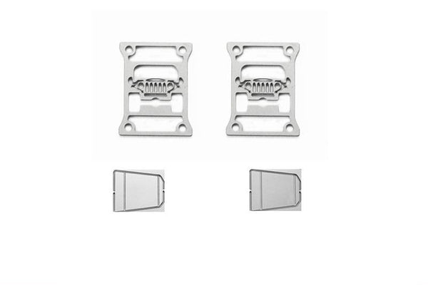 R/C Scale Accessories : Taillight Cover (Style B) For Axial SCX10 III Jeep Jl Wrangler AXI03007 - 4Pc Set Silver
