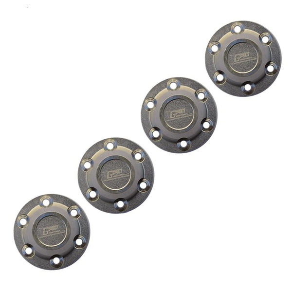 Aluminum Wheel Lock (Silver Inlay Design) For Axial 1/6 SCX6 Jeep JLU Wrangler AXI05000 - 4Pc Set Silver