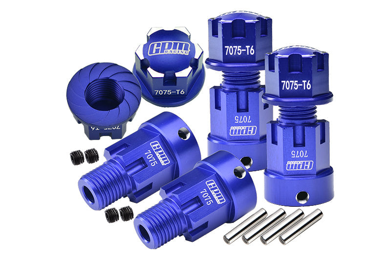 Aluminum 7075-T6 Hex Adapters (+20Mm) And Wheel Lock For Axial 1/6 SCX6 Jeep JLU Wrangler AXI05000 Upgrades - Blue
