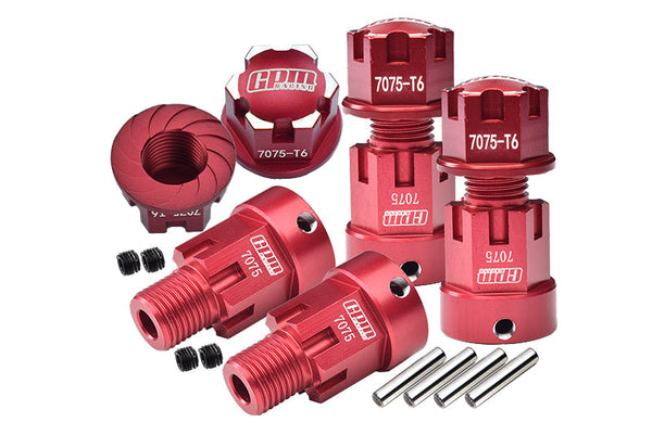 Aluminum 7075-T6 Hex Adapters (+20Mm) And Wheel Lock For Axial 1/6 SCX6 Jeep JLU Wrangler AXI05000 Upgrades - Red