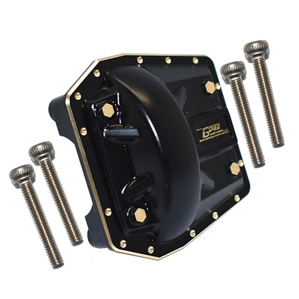 Brass Front Or Rear Gearbox Cover (Gold Inlay Version) For Axial 1/6 SCX6 Jeep JLU Wrangler AXI05000 - 5Pc Set Black