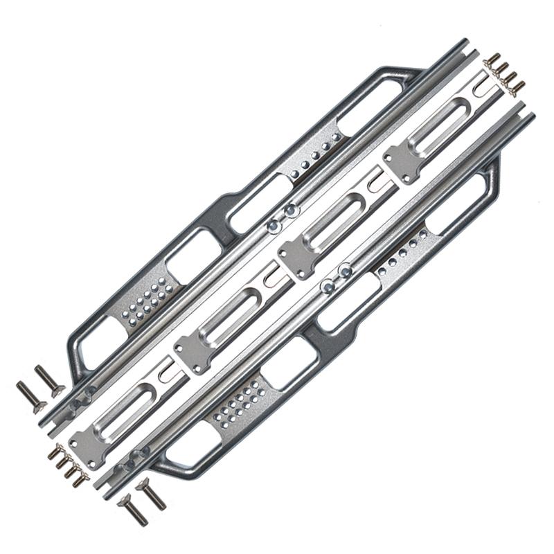 Aluminum Side Steps  (Silver Inlay Version) For Axial 1/6 SCX6 Jeep JLU Wrangler AXI05000 - 18Pc Set Silver