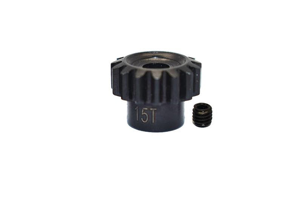 High Carbon Steel Motor Gear 15T For Axial 1/6 SCX6 Jeep JLU Wrangler AXI05000 - 2Pc Set Black