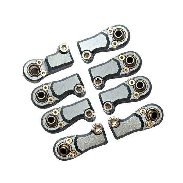Front Link Bar Aluminum Ball Ends For Axial 1/6 SCX6 Jeep JLU Wrangler AXI05000 - 8Pc Set Silver