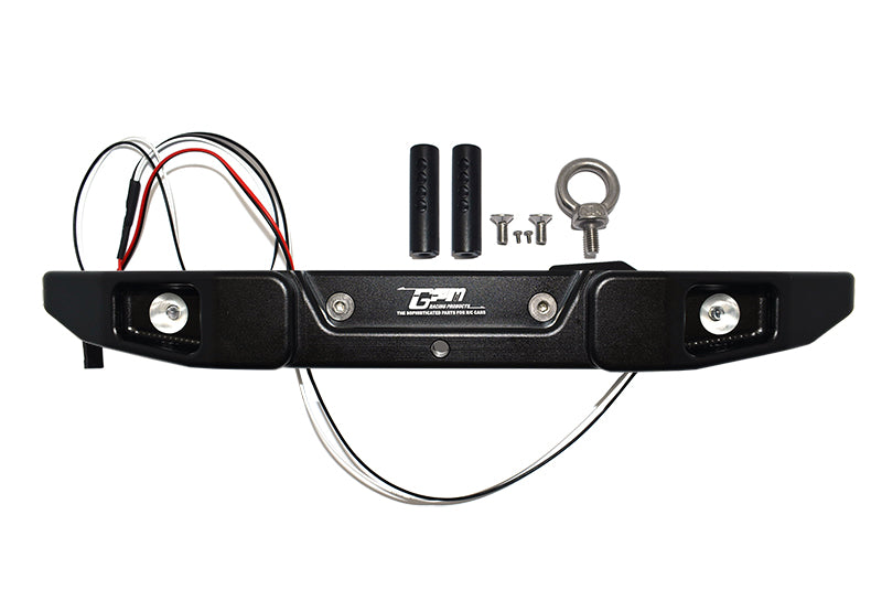 Aluminum Rear Bumper with Hook & 5mm LED Light for Axial 1/6 SCX6 Jeep JLU Wrangler AXI05000-9Pc Set Black