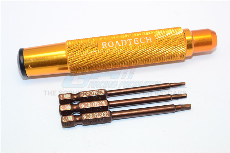 Magnetic Hex Driver With Pin (2, 2.5, 3mm) - 4Pcs Set Gold