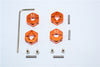 Traxxas Slash 4X4 / Craniac / Deegan 38 Fiesta Aluminum Hex Adaptor (6mm Thick) - 4 Pcs Orange