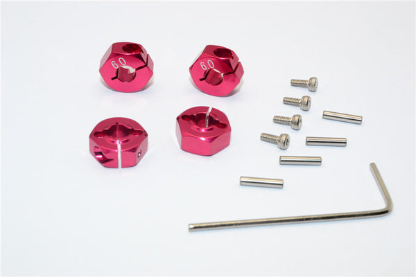 Traxxas Slash 4X4 / Craniac / Deegan 38 Fiesta Aluminum Hex Adaptor (6mm Thick) - 4 Pcs Red