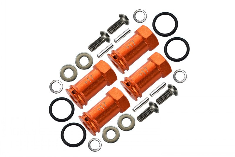 Traxxas Slash 4X4 Aluminum Hex Adaptor (+17mm) - 4 Pcs Set Orange