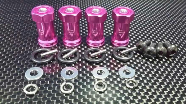 Traxxas Slash 4X4 Aluminum Hex Adaptor (+17mm) - 4 Pcs Set Pink