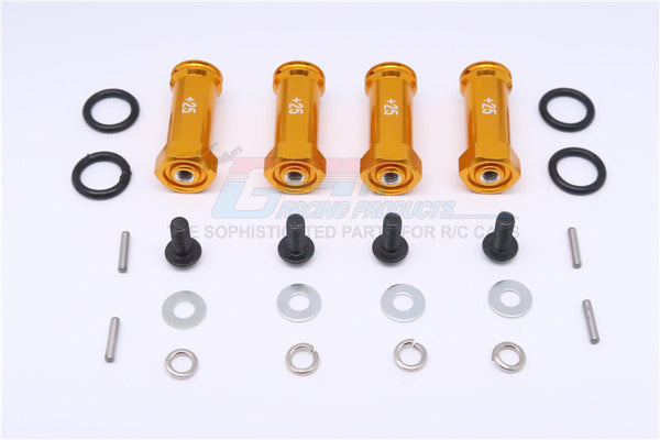 Traxxas Slash 4X4 Aluminum Hex Adaptor (+25mm) - 4 Pcs Set Gold