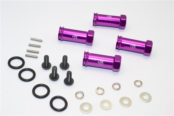 Traxxas Slash 4X4 Aluminum Hex Adaptor (+25mm) - 4 Pcs Set Purple