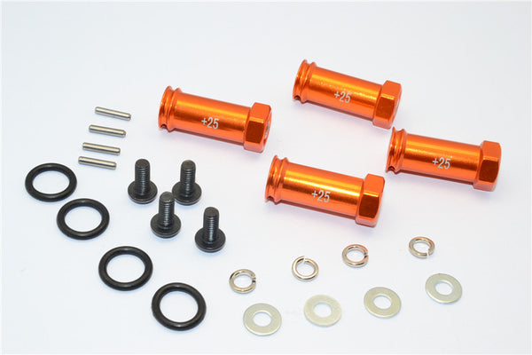Traxxas Slash 4X4 Aluminum Hex Adaptor (+25mm) - 4 Pcs Set Orange