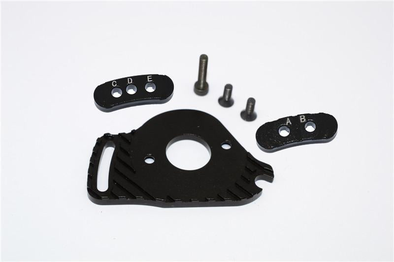 Traxxas Slash 4x4 Low-CG Version Aluminum Fixed Gear Adapter + Motor Heatsink Mount - 6Pc Set Black