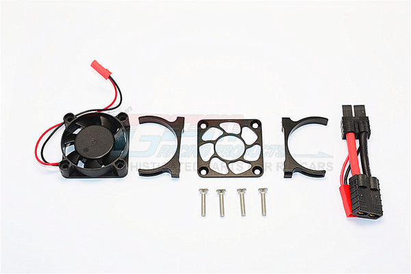 Traxxas Slash 4x4 Low-CG Version Aluminum Motor Heatsink With Cooling Fan - 1 Set Black