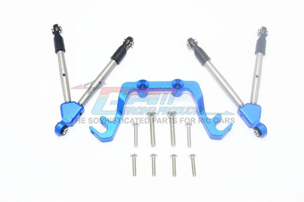 Traxxas Slash 4x4 Low-CG Version Aluminum Front Tie Rods With Stabilizer For C Hub - 11Pc Set Blue