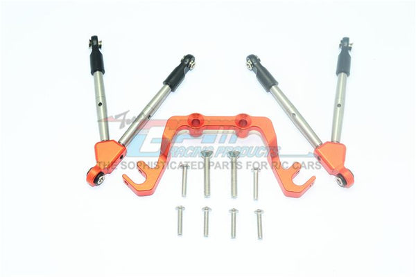 Traxxas Slash 4x4 Low-CG Version Aluminum Front Tie Rods With Stabilizer For C Hub - 11Pc Set Orange