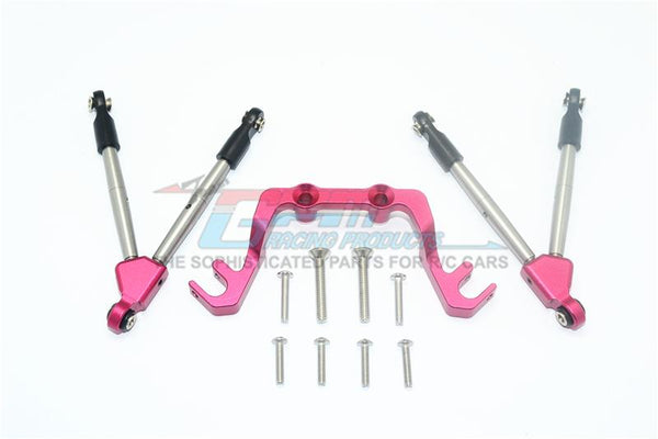 Traxxas Slash 4x4 Low-CG Version Aluminum Front Tie Rods With Stabilizer For C Hub - 11Pc Set Red