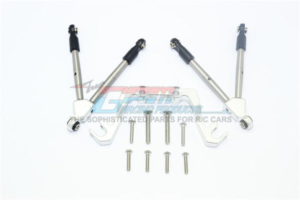 Traxxas Slash 4x4 Low-CG Version Aluminum Front Tie Rods With Stabilizer For C Hub - 11Pc Set Silver