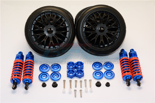 Traxxas Slash 4x4 & Slash 4x4 LCG Aluminum Rally Racing Dampers And Tires - 4Pc Set Blue
