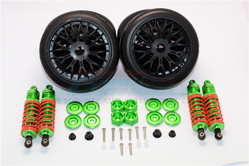Traxxas Slash 4x4 & Slash 4x4 LCG Aluminum Rally Racing Dampers And Tires - 4Pc Set Green
