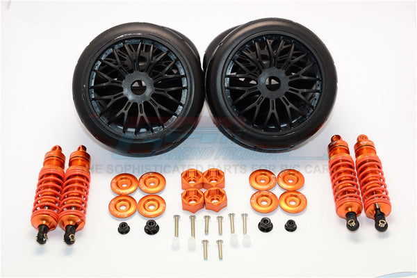 Traxxas Slash 4x4 & Slash 4x4 LCG Aluminum Rally Racing Dampers And Tires - 4Pc Set Orange