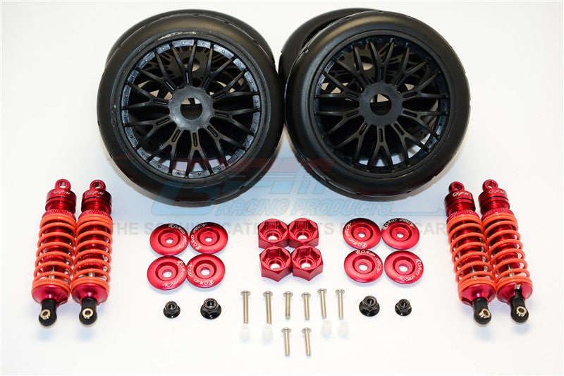 Traxxas Slash 4x4 & Slash 4x4 LCG Aluminum Rally Racing Dampers And Tires - 4Pc Set Red
