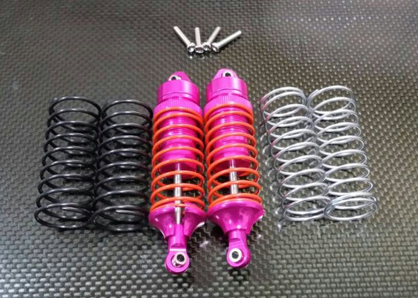 Traxxas Slash 4X4 / Stampede 4X4 VXL / Deegan 38 Fiesta ST Rally Aluminum Front Adjustable Spring Damper With Aluminum Ball Top & Ball Ends - 1Pr Set Pink (1.3mm, 1.5mm, 1.7mm Coil Spring & 4mm Thick Shaft)