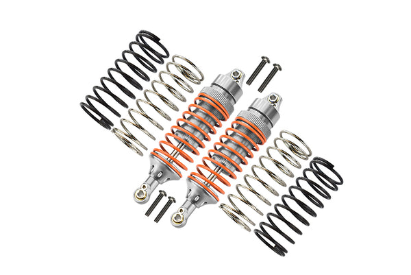 Traxxas Slash 4X4 / Stampede 4X4 VXL / Deegan 38 Fiesta ST Rally Aluminum Front Adjustable Spring Damper With Aluminum Ball Top & Ball Ends - 1Pr Set Silver (1.3mm, 1.5mm, 1.7mm Coil Spring & 4mm Thick Shaft)