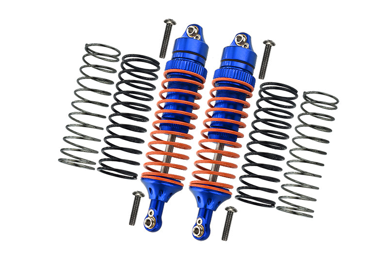 Traxxas Slash 4X4 / Stampede 4X4 / Rustler VXL / Craniac / Deegan 38 Fiesta Aluminum Rear Adjustable Spring Damper With Aluminum Ball Top & Ball Ends - 1Pr Set Blue (1.3mm, 1.5mm, 1.7mm Coil Spring & 4mm Thick Shaft)