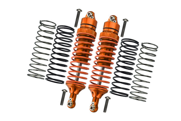 Traxxas Slash 4X4 / Stampede 4X4 / Rustler VXL / Craniac / Deegan 38 Fiesta Aluminum Rear Adjustable Spring Damper With Aluminum Ball Top & Ball Ends - 1Pr Set Orange (1.3mm, 1.5mm, 1.7mm Coil Spring & 4mm Thick Shaft)