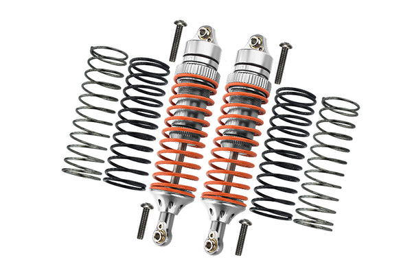 Traxxas Slash 4X4 / Stampede 4X4 / Rustler VXL / Craniac / Deegan 38 Fiesta Aluminum Rear Adjustable Spring Damper With Aluminum Ball Top & Ball Ends - 1Pr Set Silver (1.3mm, 1.5mm, 1.7mm Coil Spring & 4mm Thick Shaft)