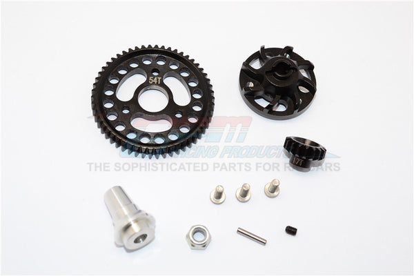 Traxxas Slash 4x4 LCG Aluminum Gear Adapter With Steel 32 Pitch 54T Spur Gear & 17T Motor Gear - 1 Set Black