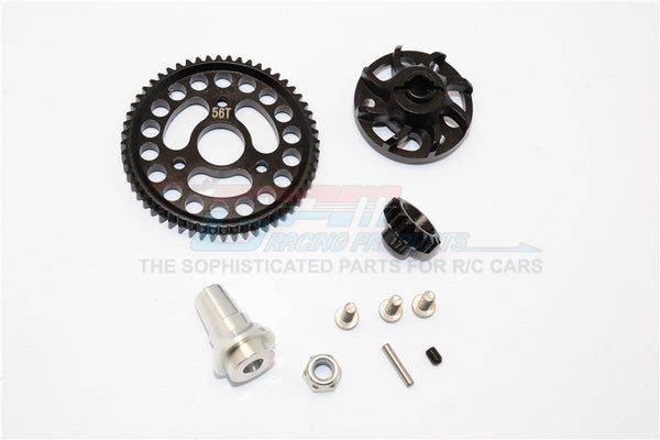 Traxxas Slash 4x4 LCG Aluminum Gear Adapter With Steel 32 Pitch 56T Spur Gear & 17T Motor Gear - 1 Set Black