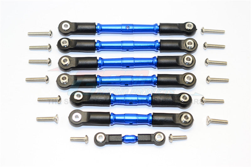 Traxxas Slash 4X4 & Telluride 4X4 Aluminum Completed Turnbuckles With Plastic Ball Ends - 7Pcs Set Blue