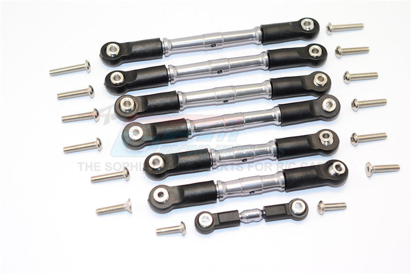Traxxas Slash 4X4 & Telluride 4X4 Aluminum Completed Turnbuckles With Plastic Ball Ends - 7Pcs Set Gray Silver