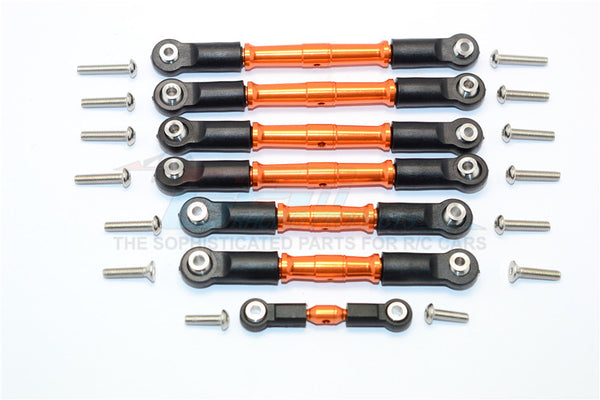 Traxxas Slash 4X4 & Telluride 4X4 Aluminum Completed Turnbuckles With Plastic Ball Ends - 7Pcs Set Orange