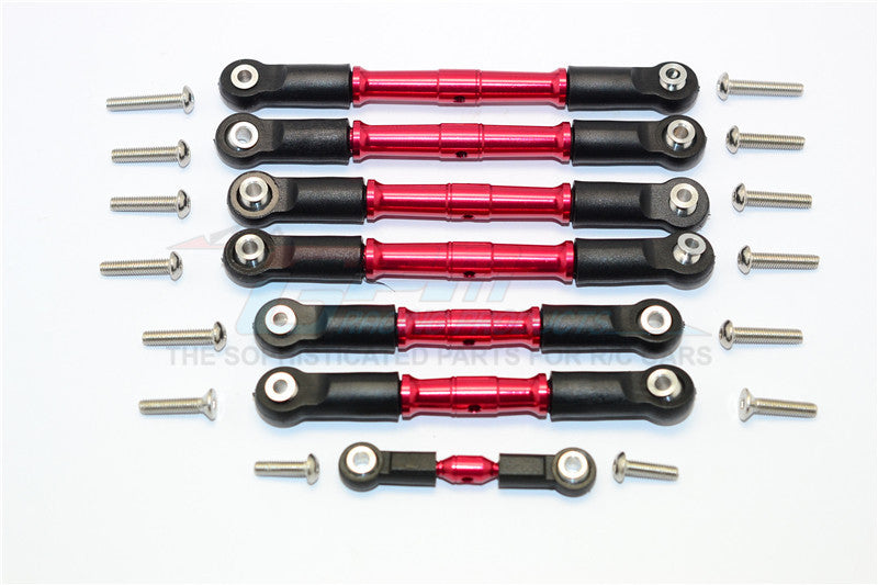 Traxxas Slash 4X4 & Telluride 4X4 Aluminum Completed Turnbuckles With Plastic Ball Ends - 7Pcs Set Red