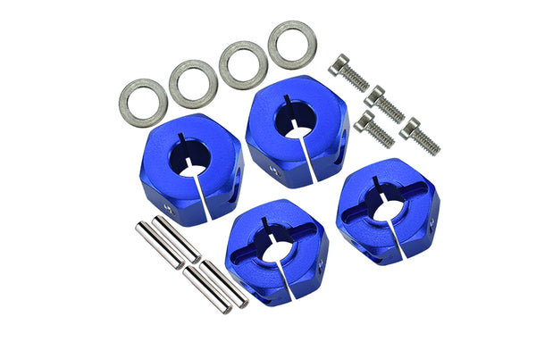 Traxxas Slash Pro 2WD Short-Course Truck Upgrade Part Aluminum Hex Adapters 6mm Thick (Front) + 8mm Thick (Rear) - 4Pc Set Blue
