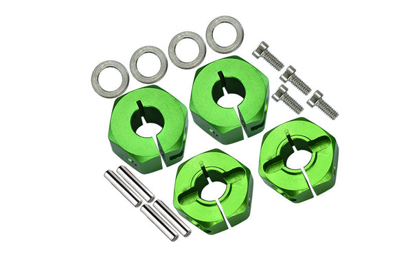 Aluminum Hex Adapters 6mm Thick (Front) + 8mm Thick (Rear) For Traxxas 1/10 Slash Pro 2WD Short-Course Truck 58034-2 - 16Pc Set Green