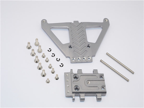 Traxxas Slash 4x4 LCG (68086-21) / Deegan 38 Fiesta (74054-6) Aluminum Front Gear Box Protector - 1Pc Set Gray Silver