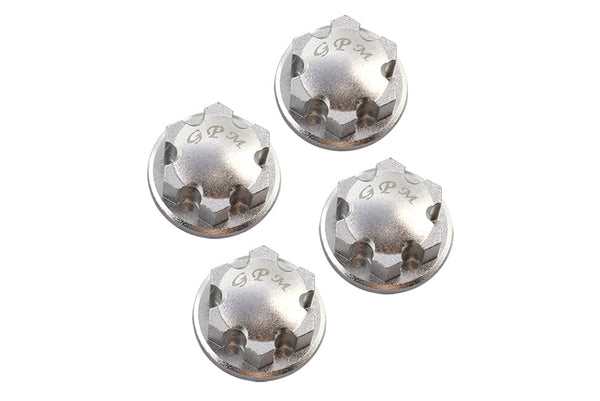 Aluminum 6061-T6 Wheel Lock For Traxxas 1:8 4WD Sledge Monster Truck 95076-4 / 1:10 E-Revo 2.0 Vxl Brushless 86086-4 - 4Pc Set Silver