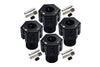 Aluminum 7075-T6 Hex Adapters (+6.5mm) For Traxxas 1:8 4WD Sledge 95076-4 /1:10 E-Revo 2.0 VXL Brushless 86086-4 / 1:10 4WD Maxx With WideMAXX 89086-4 - 16Pc Set Black