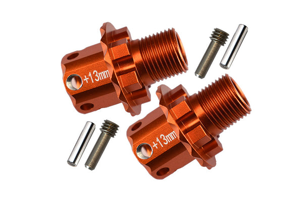 Aluminum 13Mm Hex Adapters For Traxxas 1/8 4WD Sledge Monster Truck 95076-4 - 6Pc Set Orange