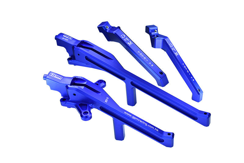 Aluminum Upgrade Combo Set B (Front+Rear Chassis Brace) For Traxxas 1/8 4WD Sledge Monster Truck 95076-4 - Blue