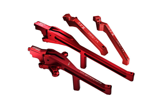Aluminum Upgrade Combo Set B (Front+Rear Chassis Brace) For Traxxas 1/8 4WD Sledge Monster Truck 95076-4 - Red