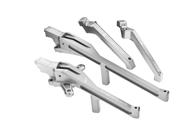 Aluminum Upgrade Combo Set B (Front+Rear Chassis Brace) for Traxxas 1/8 4WD Sledge Monster Truck 95076-4 - Silver